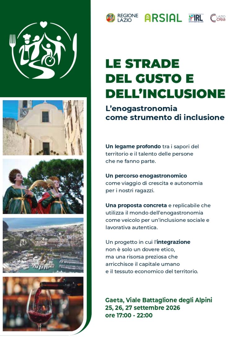 “Le strade del gusto e dell’inclusione”: a Gaeta il terzo appuntamento tra eccellenze enogastronomiche e solidarietà